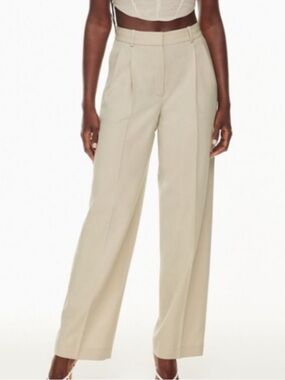 Babaton Aritzia High-Waist Wide-Leg Cream Trousers Size 2 High Quality Designer